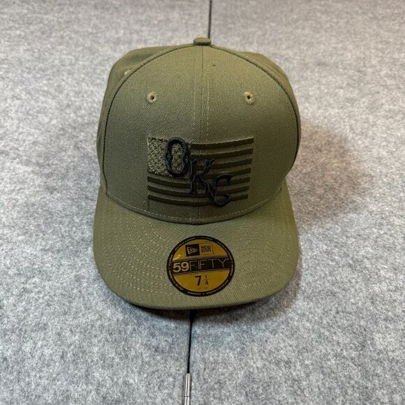 New Era 59FIFTY Oklahoma City Comets MLB Baseball Cap Men 7 1/4 Olive Fitted Hat - Picture 1 of 12